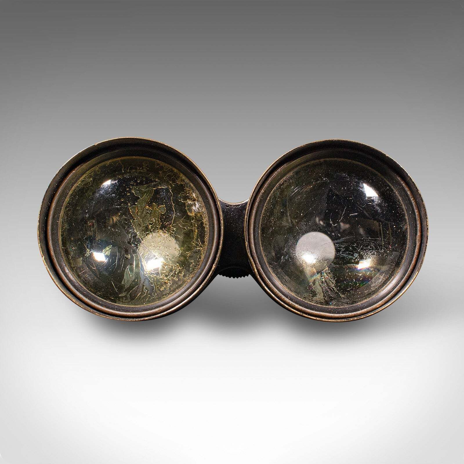 Pair Of Antique Opera Glasses, English, Leather, Brass, Binoculars, Ross London photo for sale