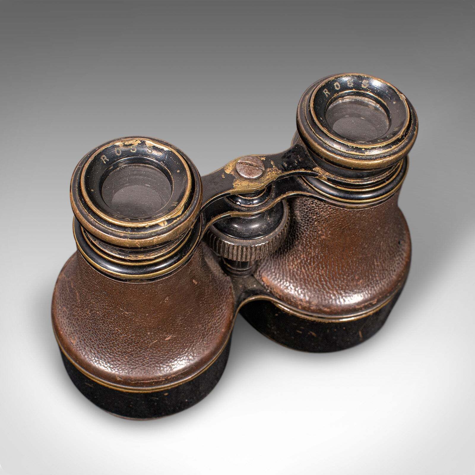 Pair Of Antique Opera Glasses, English, Leather, Brass, Binoculars, Ross London photo vintage
