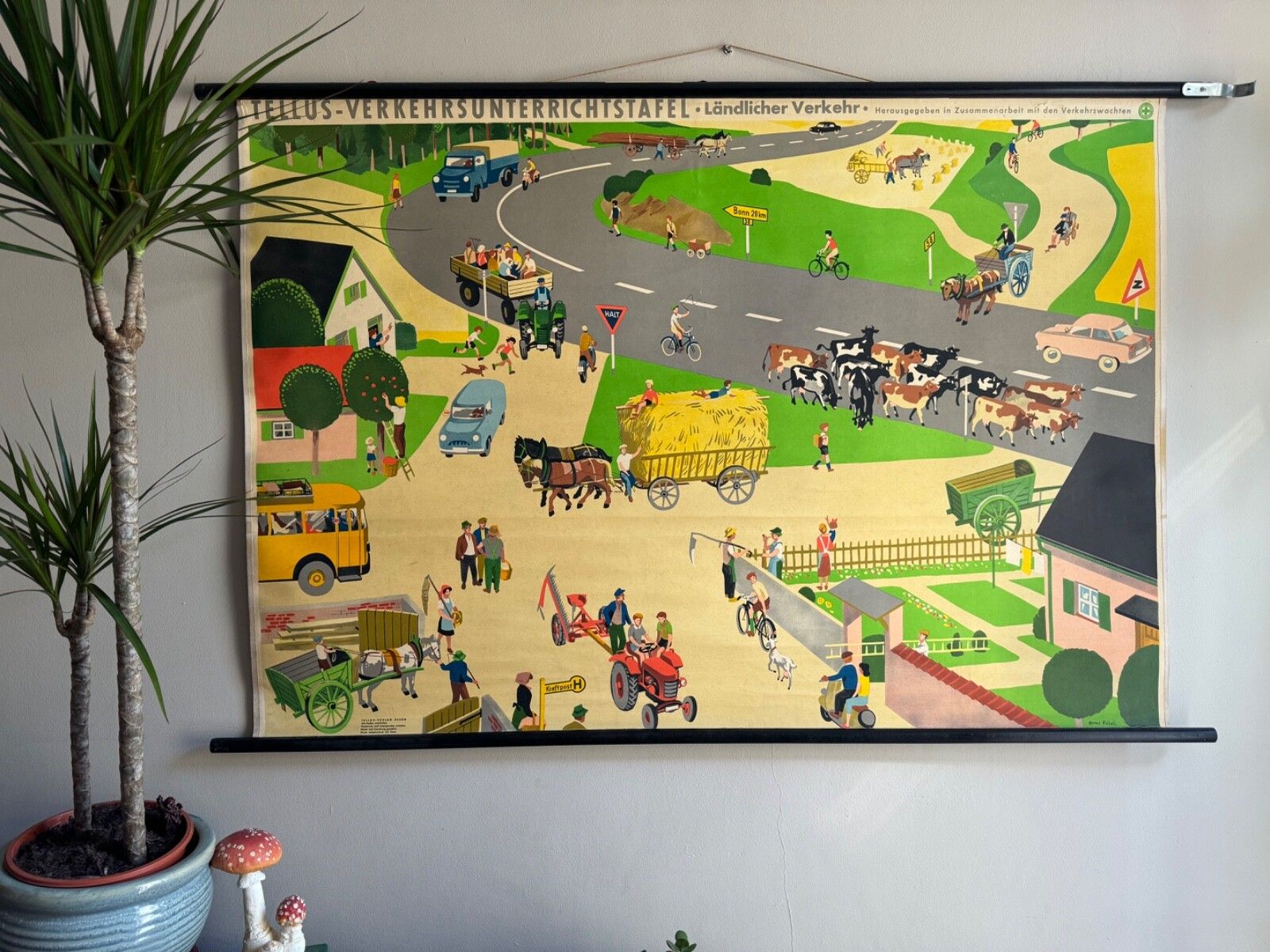 Rare Traffic Lessons School Chart 1950s Road Safety In The Countryeducation