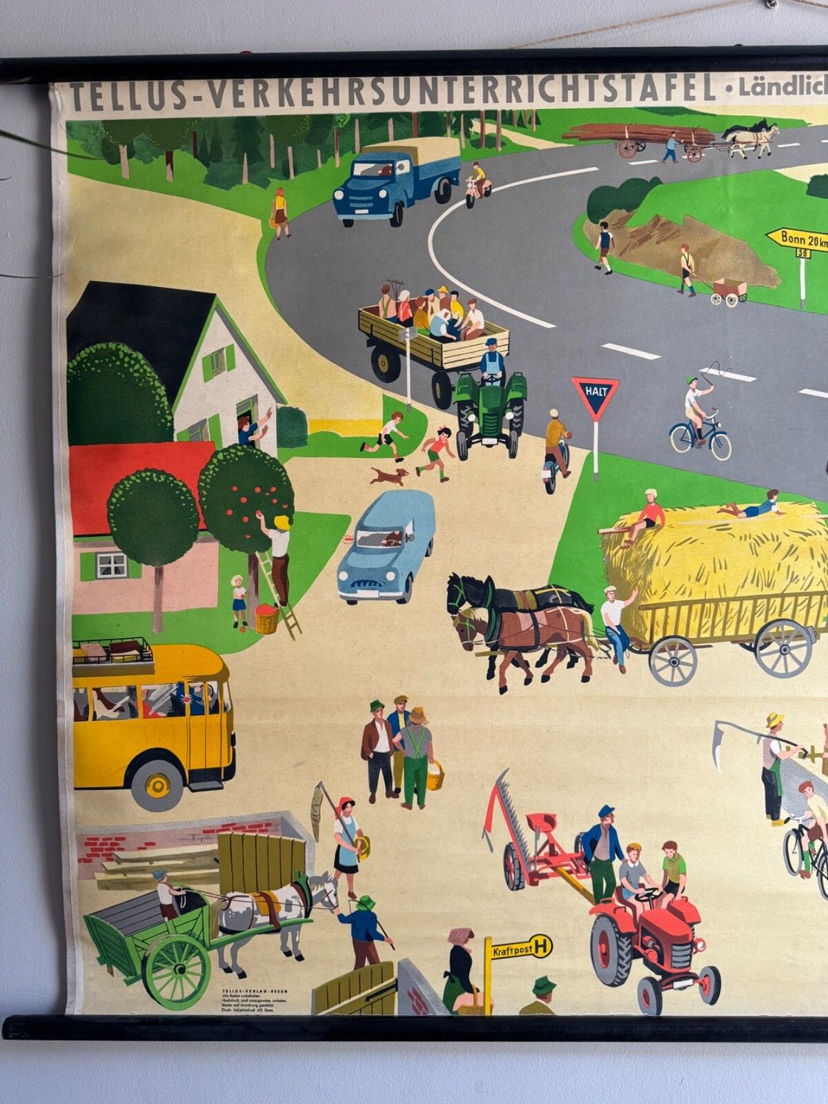 Rare Traffic Lessons School Chart 1950s Road Safety In The Countryeducation photo Art