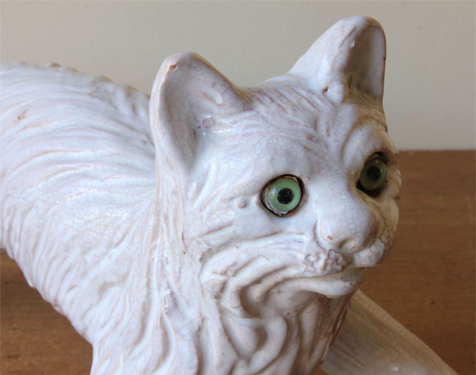 Bavent Terracotta Cat Figure. French Folk Art Pottery Roof Tile Feline. photo Home Decor