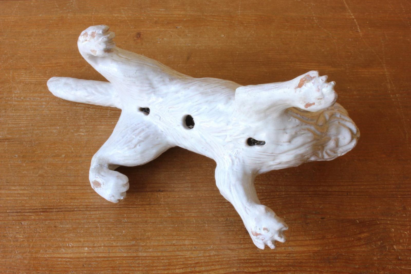 Bavent Terracotta Cat Figure. French Folk Art Pottery Roof Tile Feline. photo vintage
