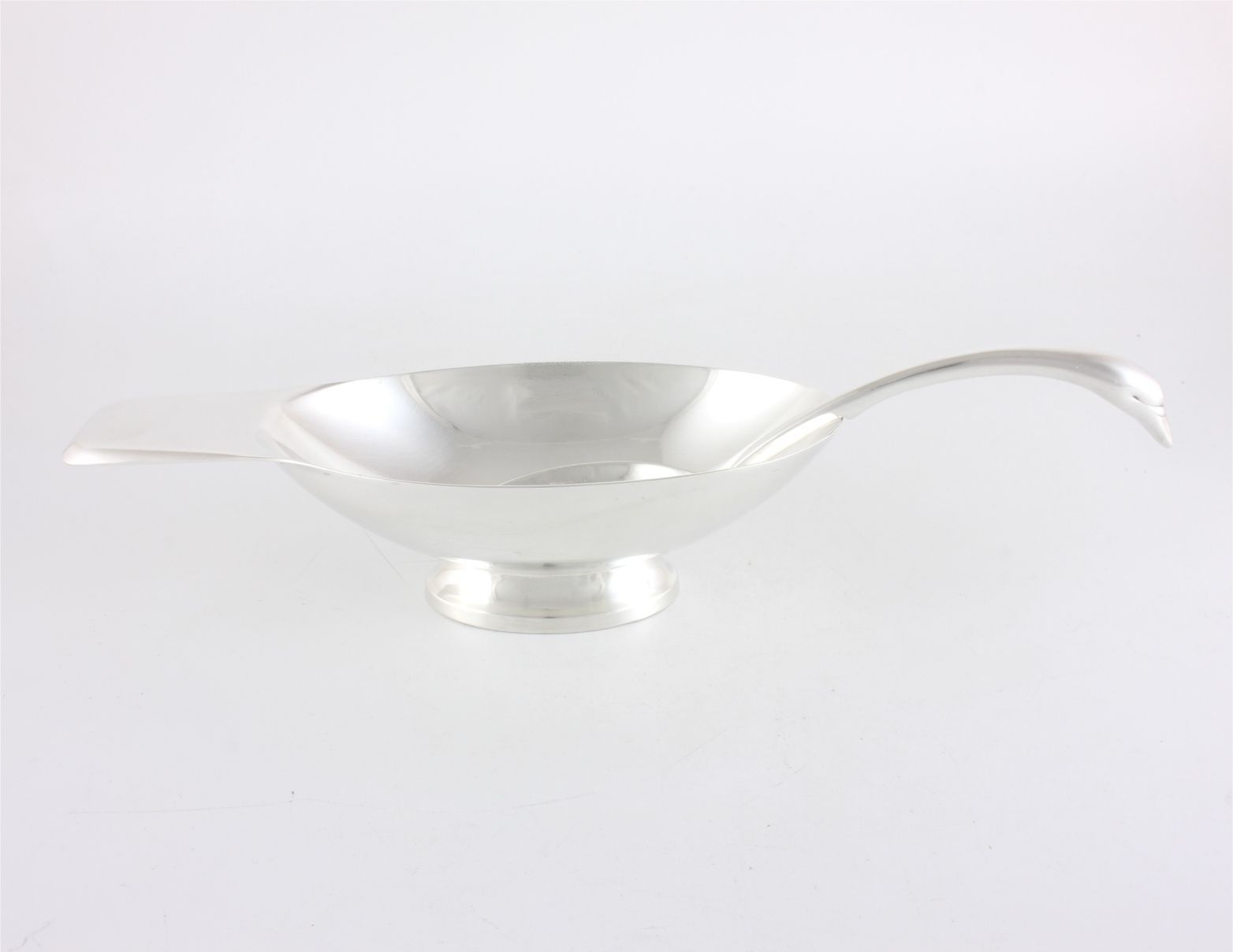 Silver Plate Christofle Swan Sauce Boat. French Gravy Sauciere & Spoon.