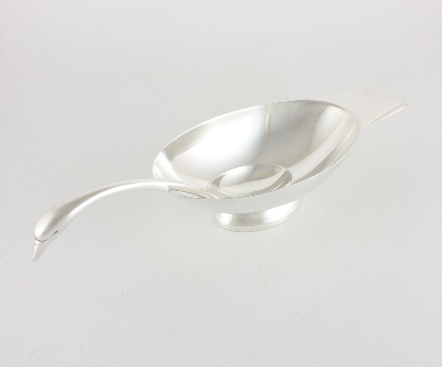 Home Decor Silver Plate Christofle Swan Sauce Boat. French Gravy Sauciere & Spoon. photo