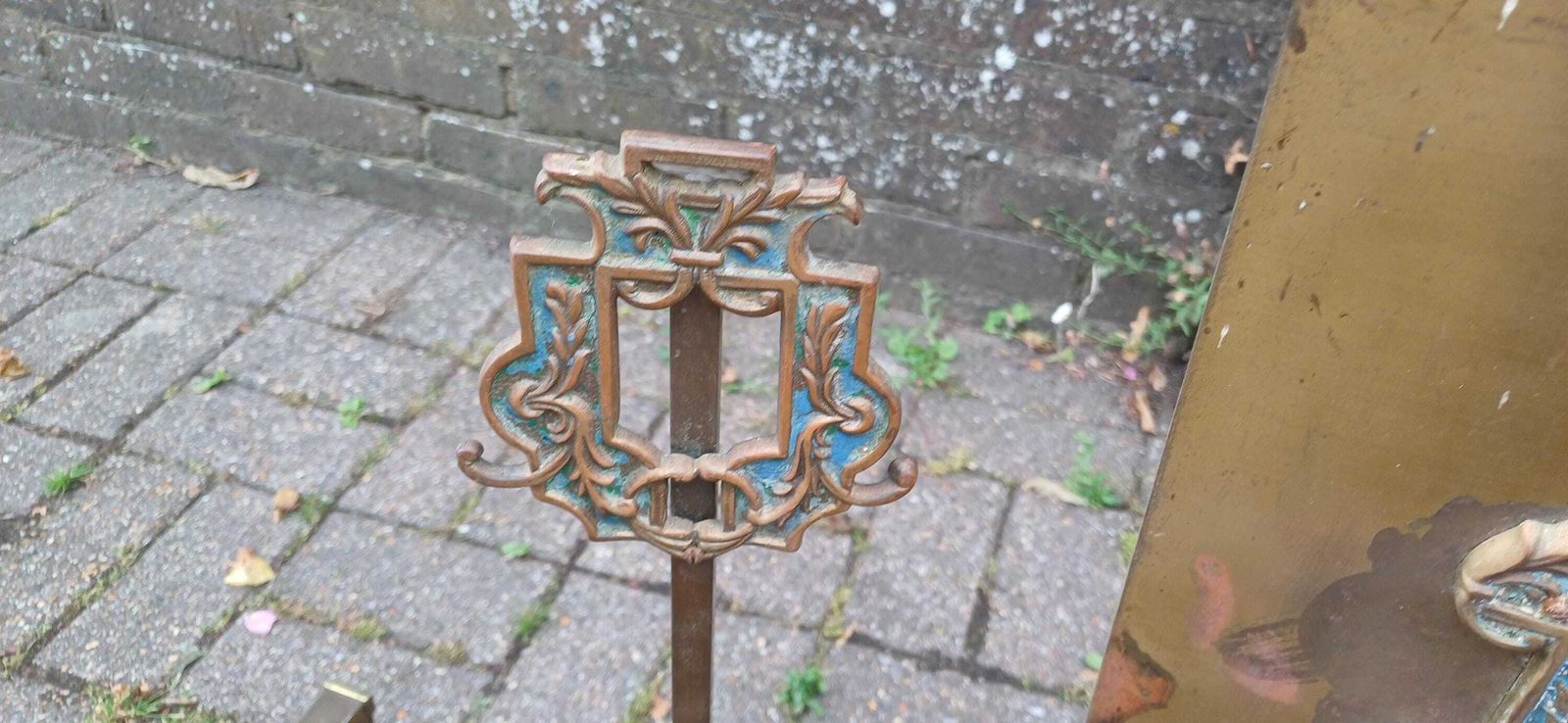 Antique Brass Art Nouveau Fireplace Companion Set Fire Guard Fender And Tool Holders Vintage Hearth Accessories photo 295.0