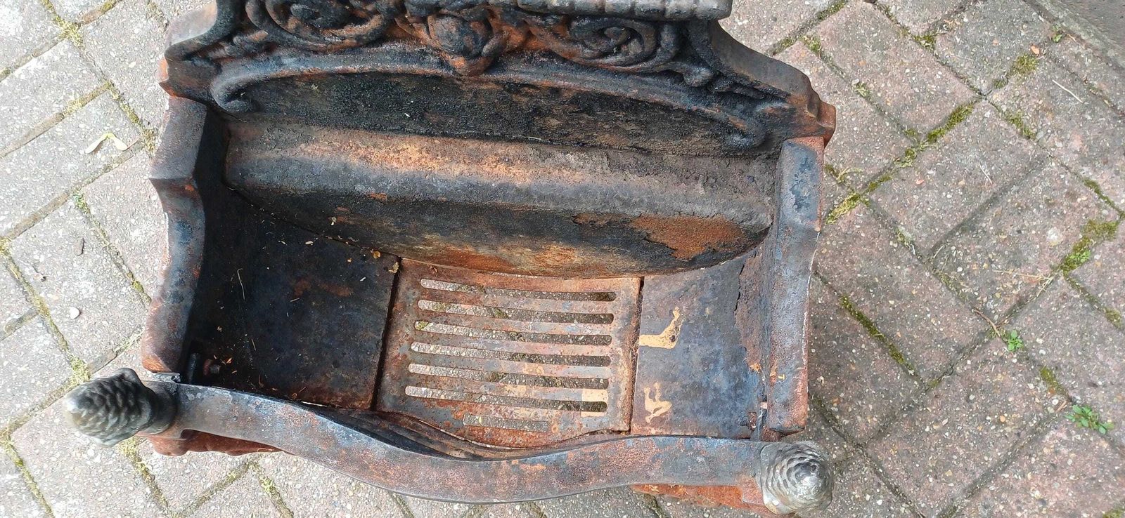 photo furniture Antique Cast Iron Fire Grate Victorian Fireplace Basket Coal Decorative Ornate Scrollwork Lions Paw Feet Salvage Rustic Hearth Decor