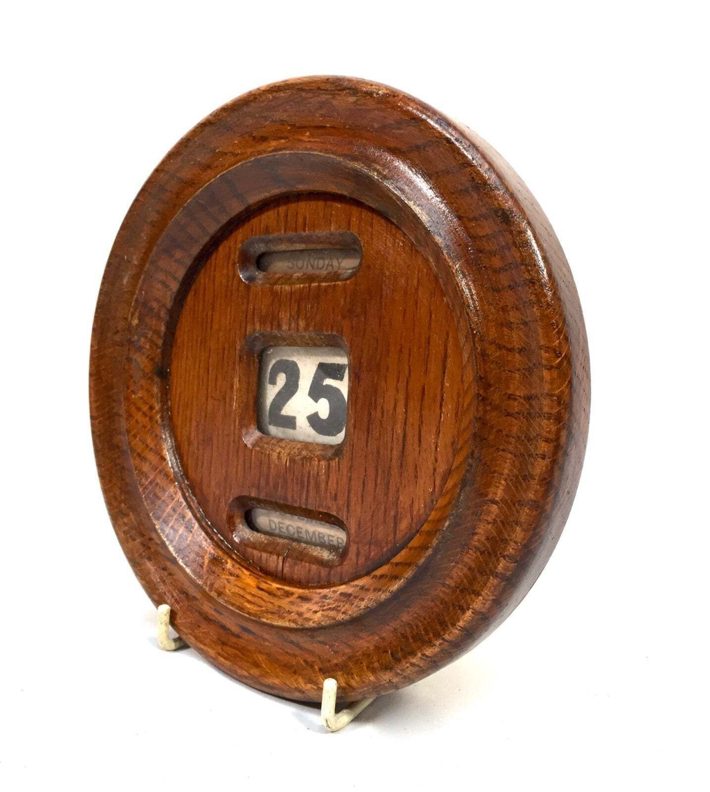 Antique Wooden Oak Office Wall Hung Art Deco Perpetual Calendar C.1930 / Working photo furniture