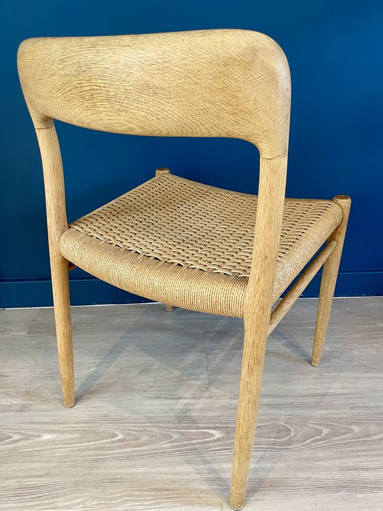 6 Danish Mid Century Modern Oak Dining Chairs #75, Niels O. Møller, J. L. Moller