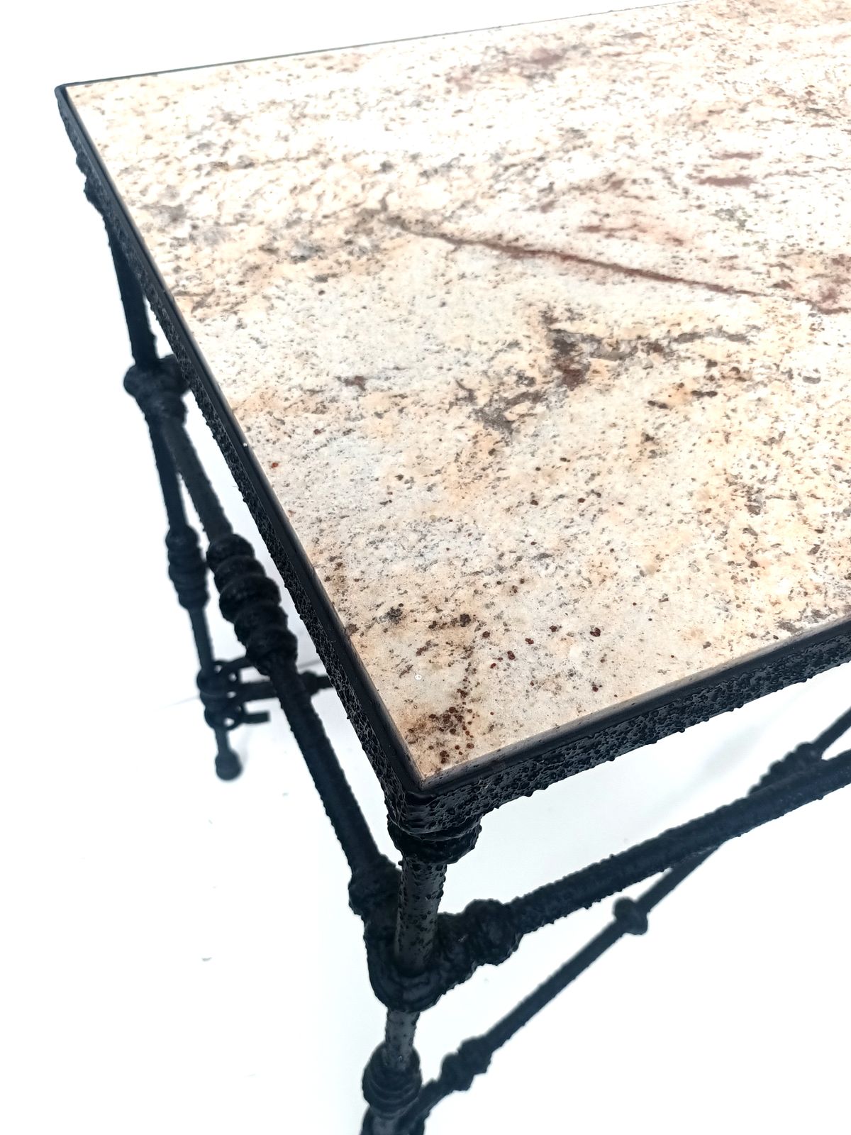 Table In The Style Of Giacometti. Wrought Iron And Granite photo vinterior