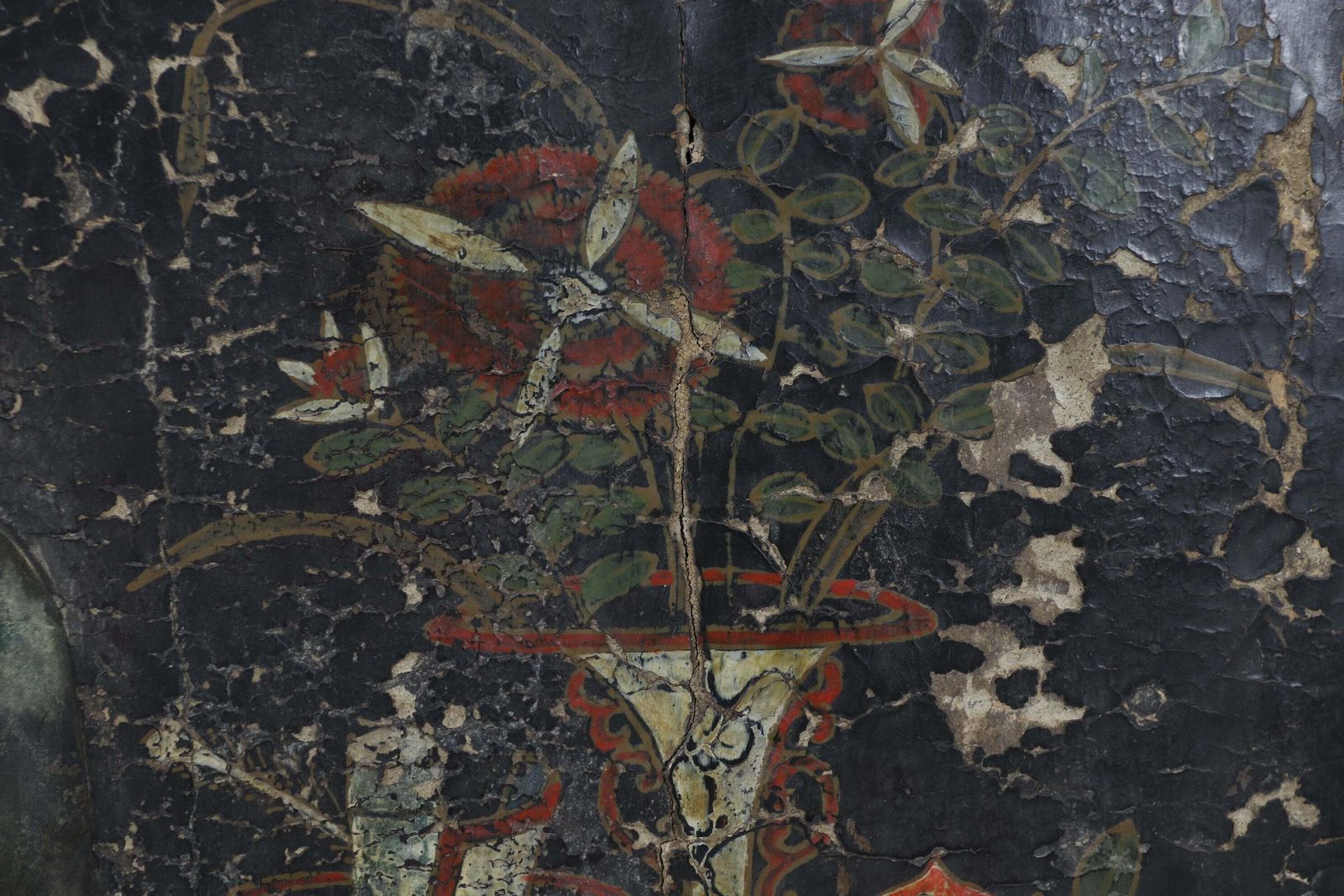 photo for sale Late 18th Century Dark Lacquered Hand Painted Chinese Book Cabinet