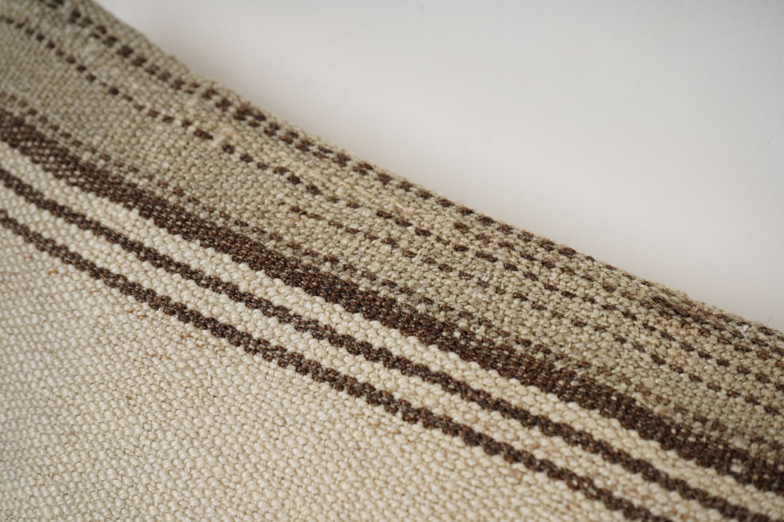 Turkish Hemp Kilim Pillow Cover – Traditional Anatolian Striped Decorative Square Cushion Case photo for sale