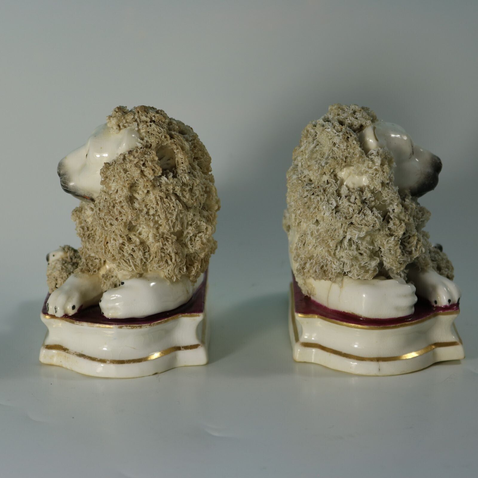 Pair Of Shelton Staffordshire Lion And Lamb Figures photo for sale