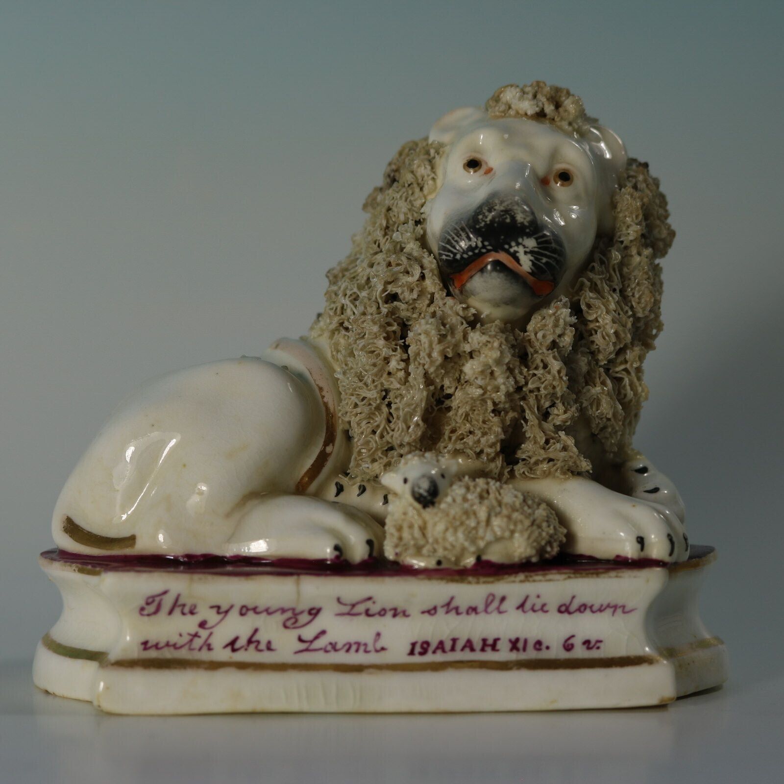 photo for sale Pair Of Shelton Staffordshire Lion And Lamb Figures
