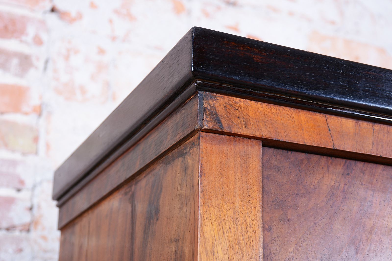 Furniture Restored Biedermeier Wardrobe, Walnut, Revived Polish, Czech, 1830s photo