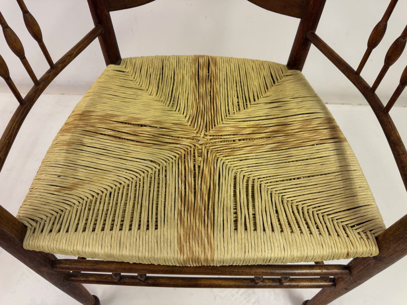 Arts And Crafts Armchair In Elm Possibly For Liberty & Co photo vintage