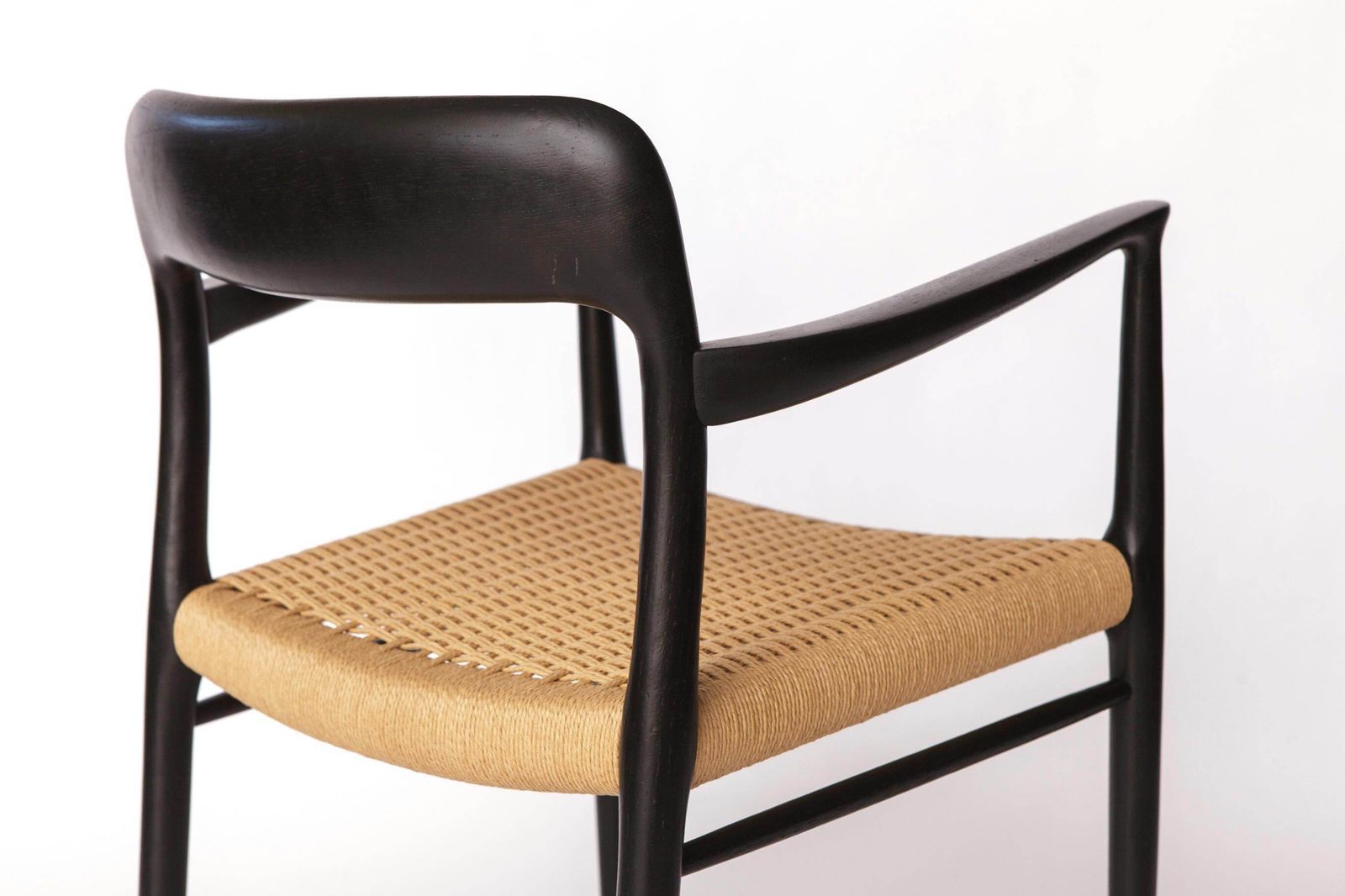 Niels Otto Møller Armchair Black 1960s – Danish Mid Century Chair Model 56 – Restored With New Woven Seat photo Furniture
