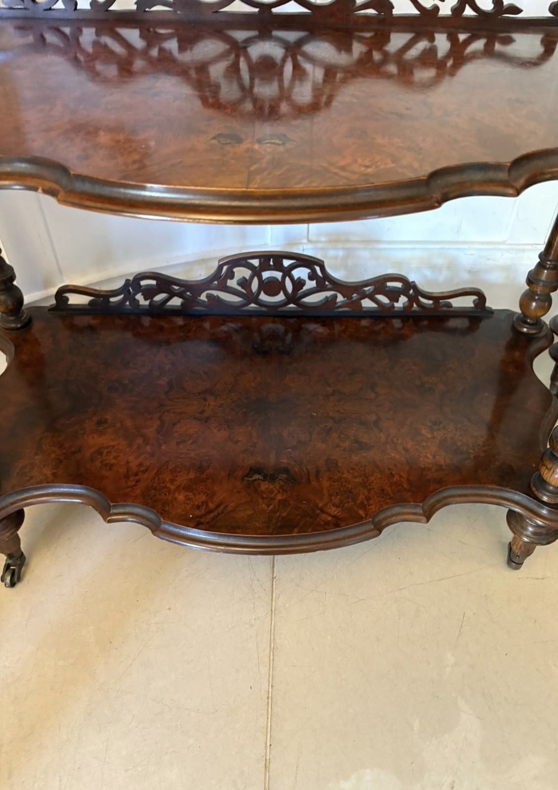 photo furniture Unusual Pair Of Antique 19th Century Quality Burr Walnut Whatnots