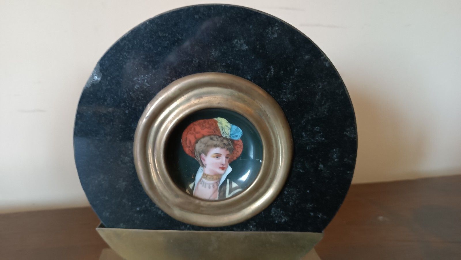 Pair Of Miniatures Painted On Marble Frame 1920s France photo 280.0