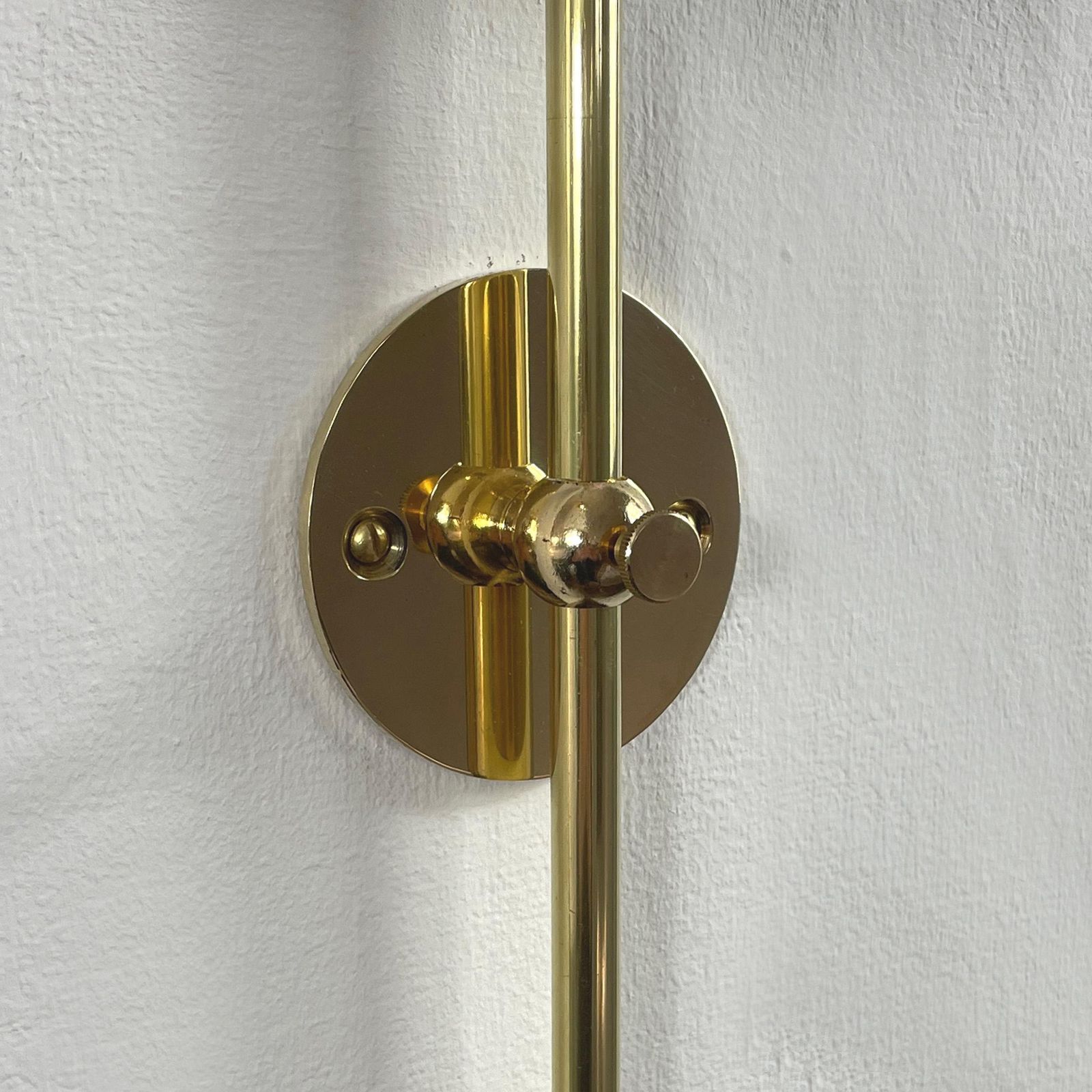 photo for sale Adjustable Wall Lights Made Of Brass And Fabric, Sweden 1950s