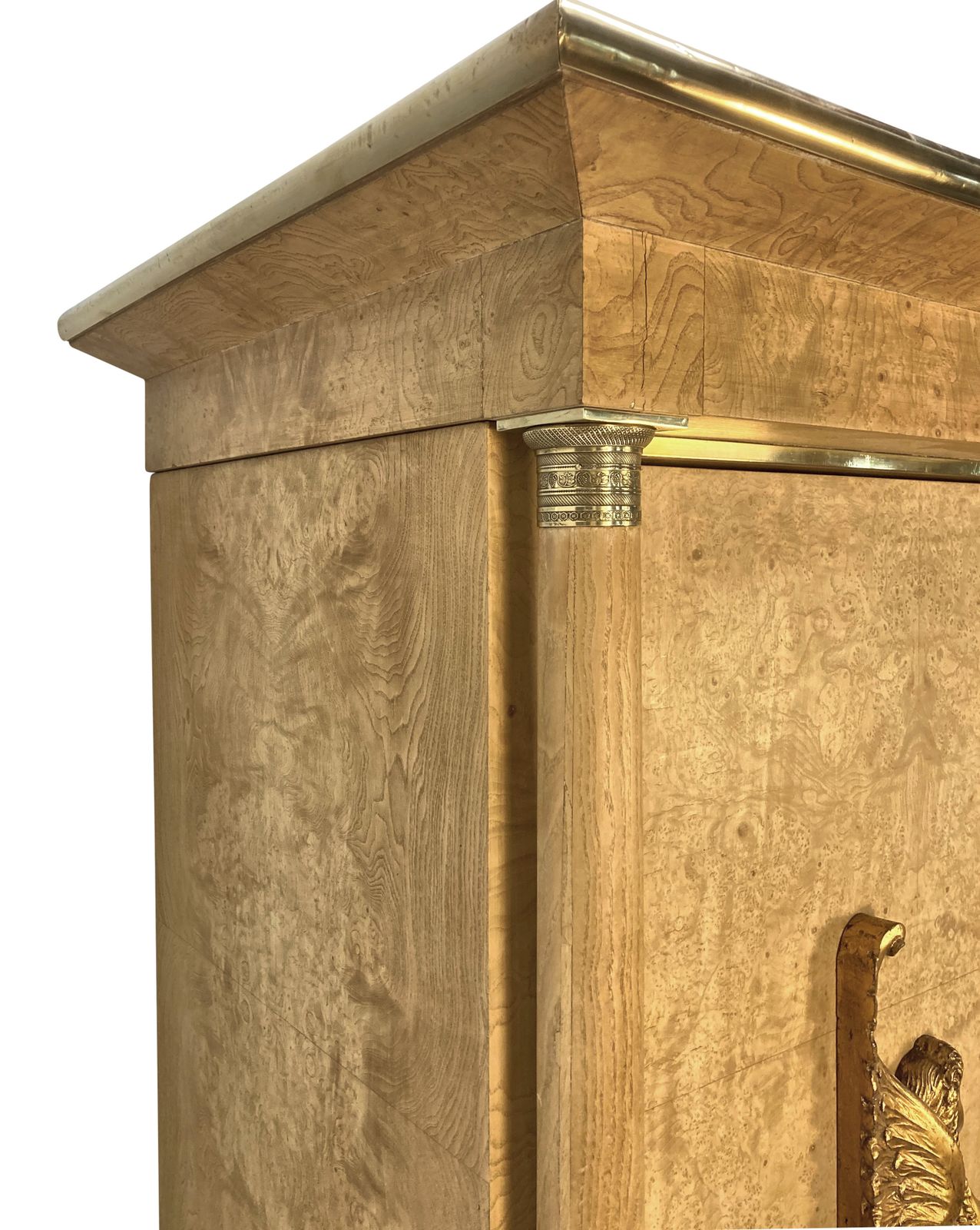 A Large Swedish Empire Revival Cupboard In Bleached Birds Eye Maple & Brass photo 4484.0