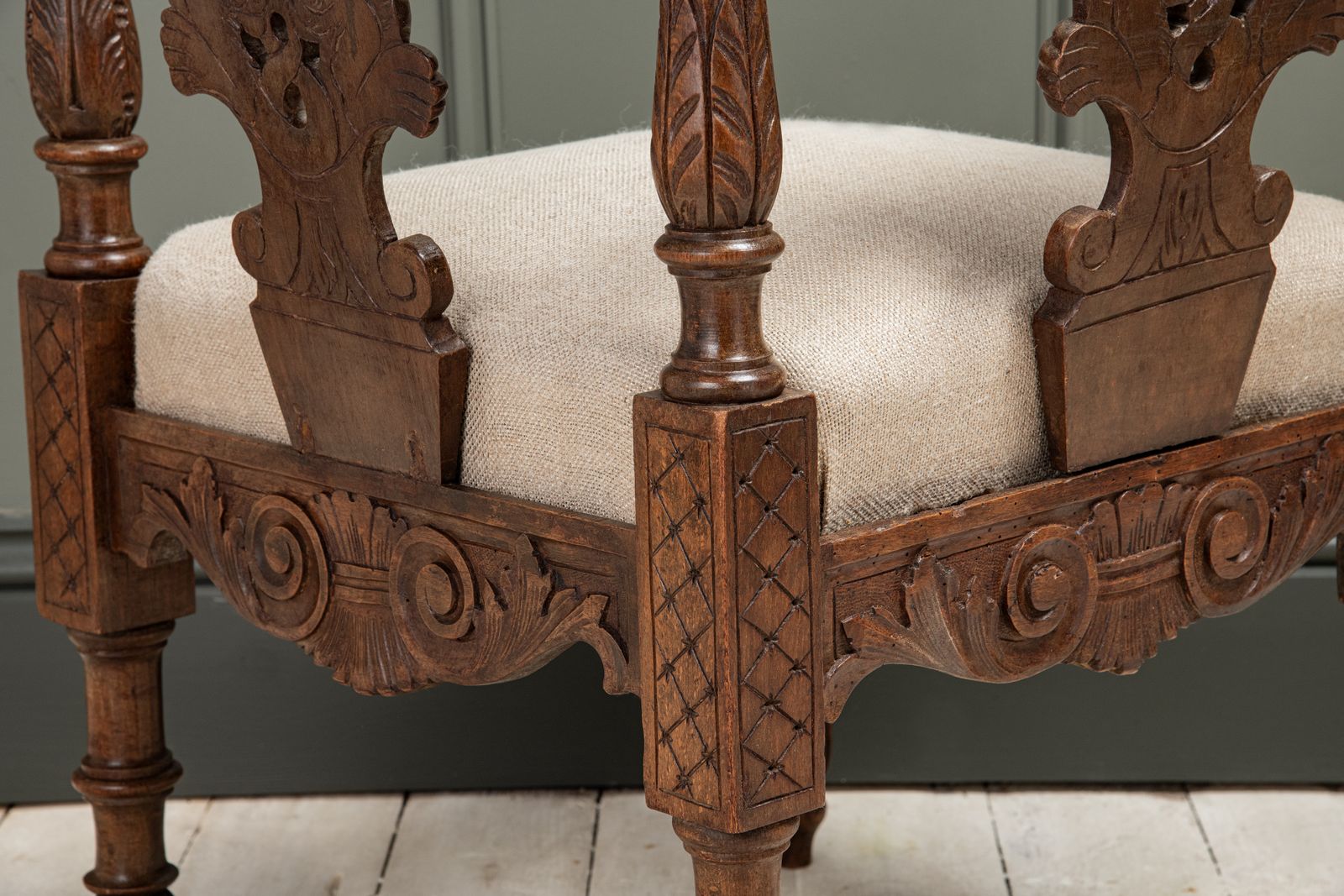 A Carved Italian Walnut Figural Corner Chair, C.1860 photo Furniture