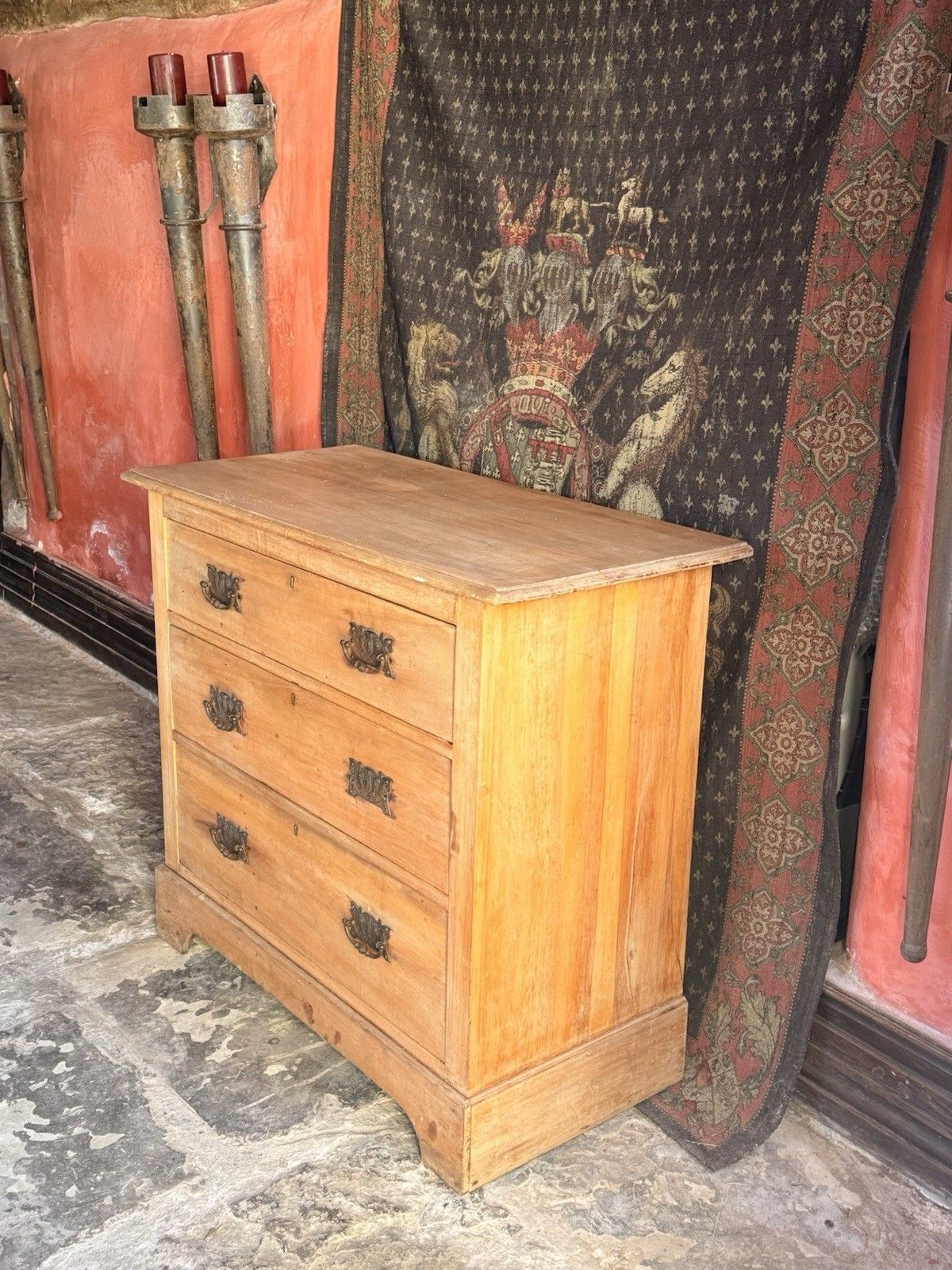 Antique Victorian Satinwood Rustic Charming Sideboard Chest Of Drawers photo Furniture