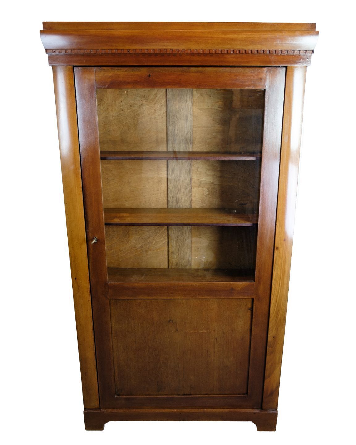 Antique Display Cabinet With Adjustable Shelves In  Hand Polished Mahogany From 1920s