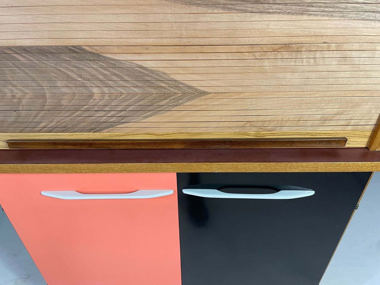 Mid Century Sideboard By Interiér Praha With Tambour Top, 1960s Czechoslovakia photo vintage