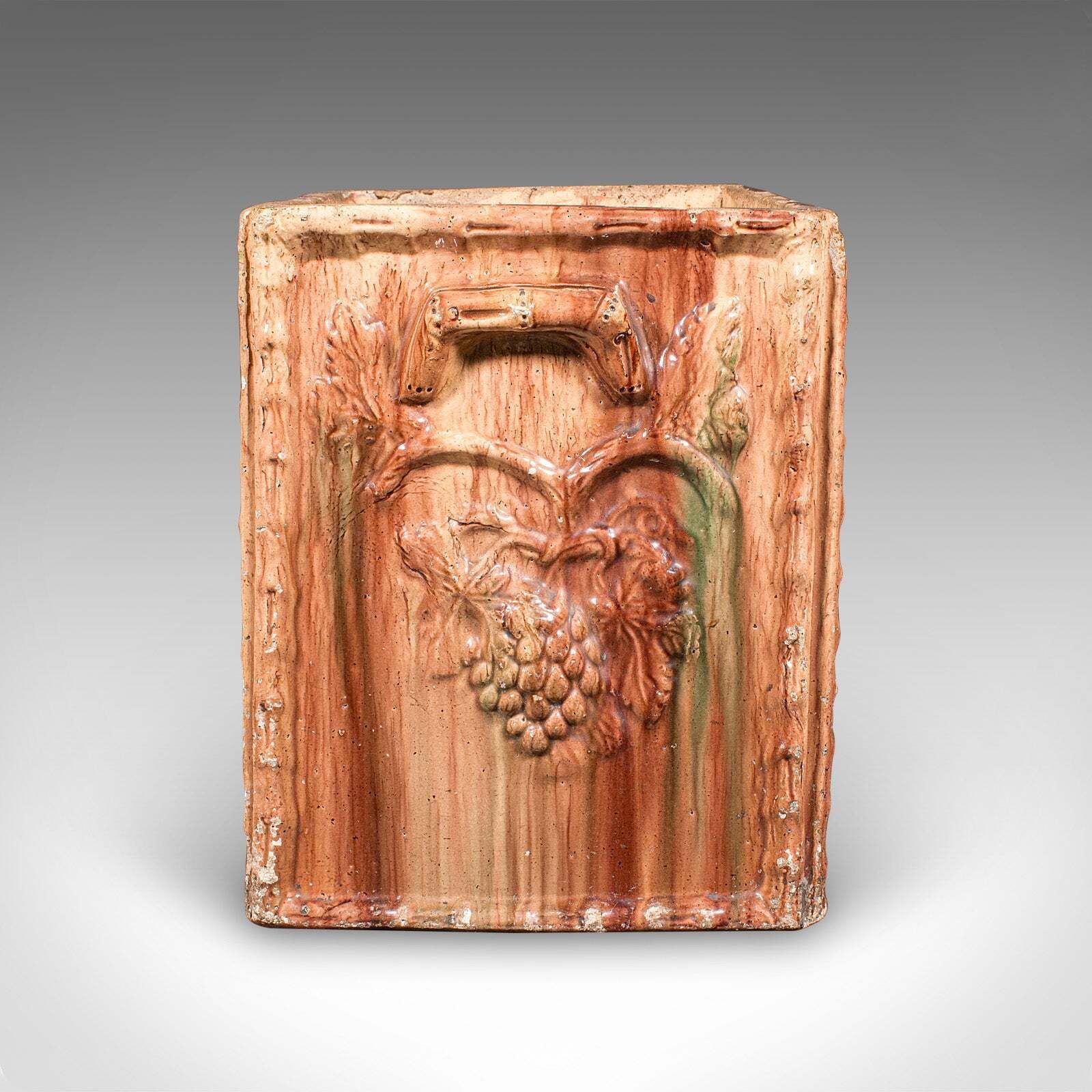Large Antique Planter, Scottish, Ceramic Jardinière, Majolica Taste, Victorian photo for sale