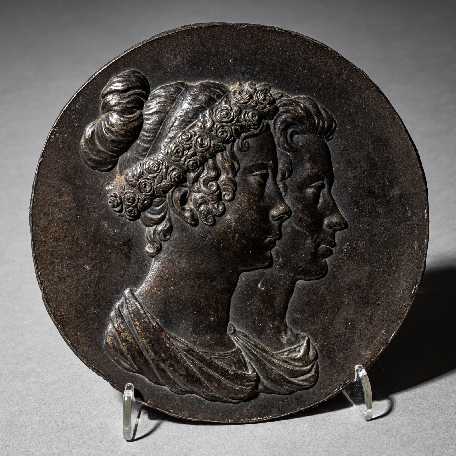 Double Portrait Relief In Medal Form, Berlin Iron, Early 19th Century photo 1400.0