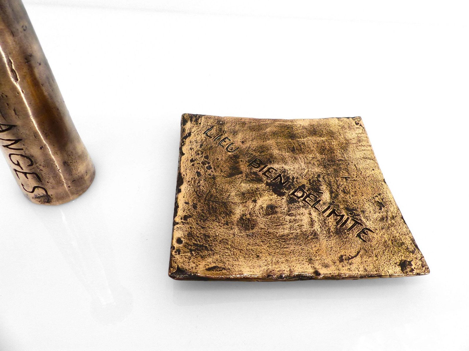 Brutalist Bronze Ashtray And Candle Holder Set, France, Circa 1980 photo Home Decor