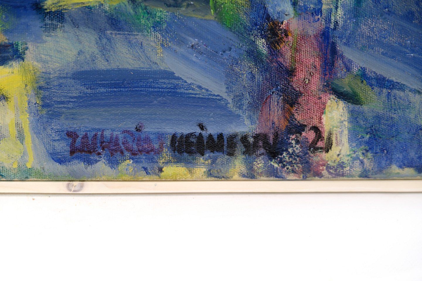 Painting On Canvas With Of Motif Torshavn By Zakarias Heinesen Signed From 2021 photo 5740.0
