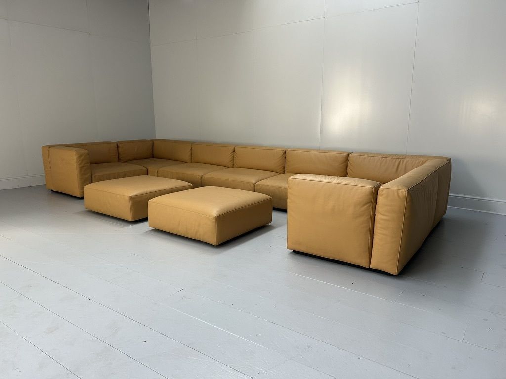 Cassina “271 Mex Cube” 10 Seat Sectional Sofa – In “Cat Z” Brown Leather