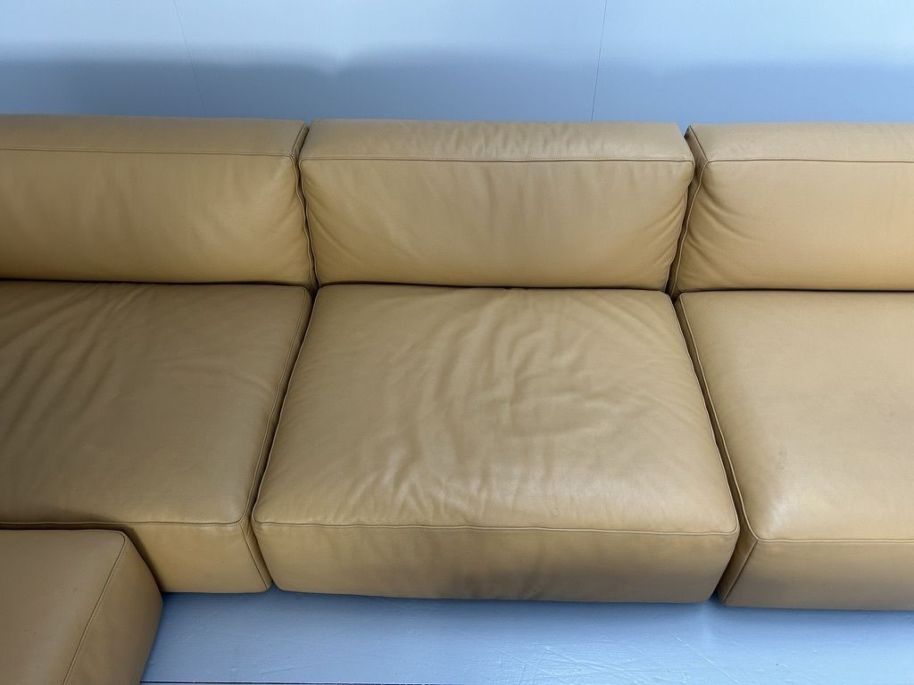 photo vintage Cassina “271 Mex Cube” 10 Seat Sectional Sofa – In “Cat Z” Brown Leather