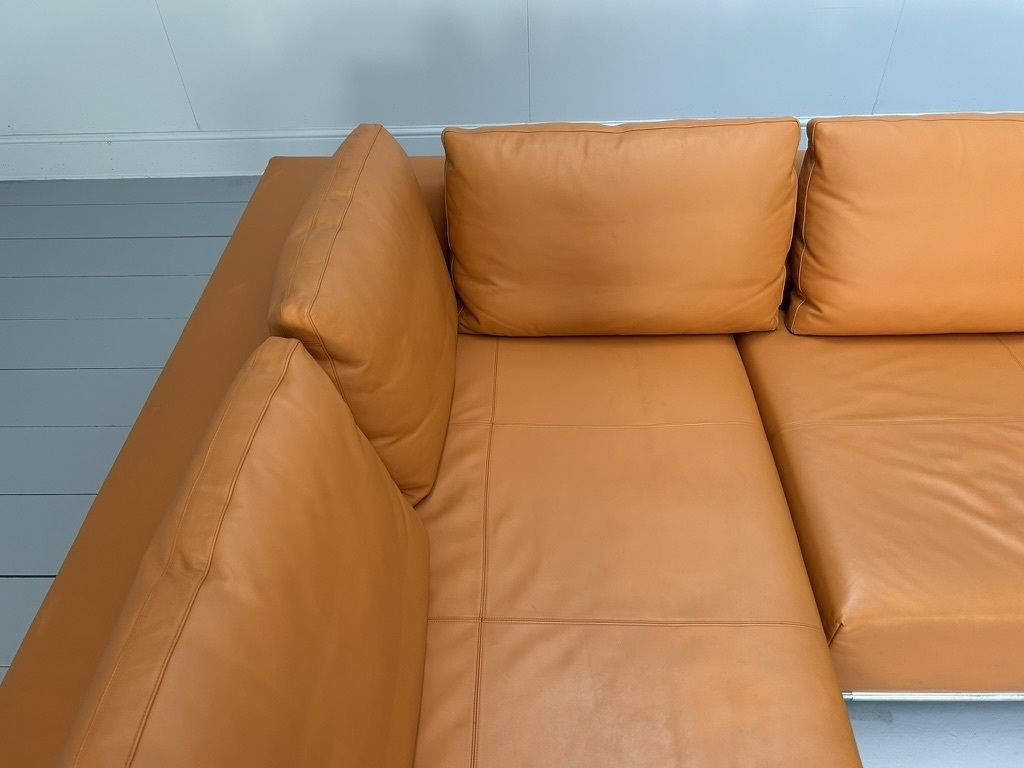photo furniture B&B Italia “George” L Shape Sofa – In Orange “Gamma” Leather