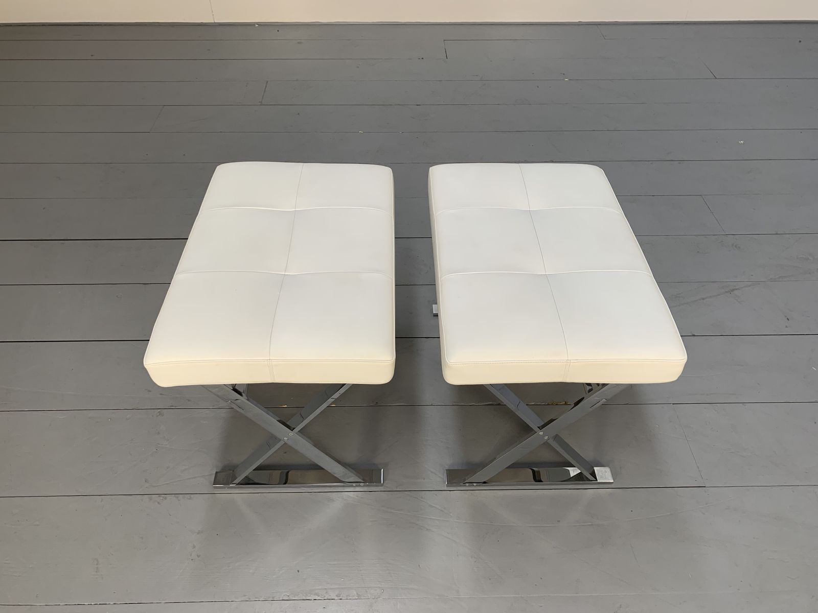 B&B Italia “Pathos Smp6” Bench Footstool – In White “Gamma” Leather photo vinterior