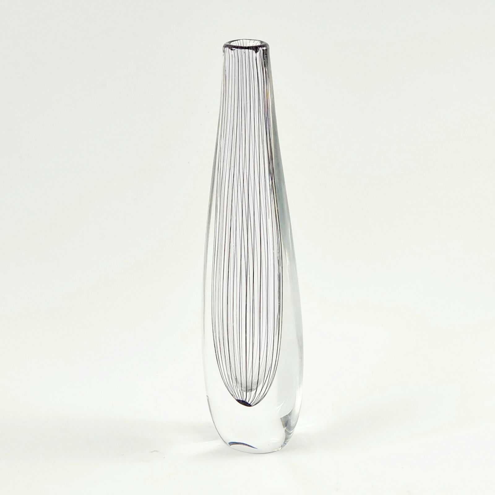 Large Mid Century Scandinavian Striped Glass Vase By Vicke Lindstrand For Kosta, Sweden, 1950s photo for sale