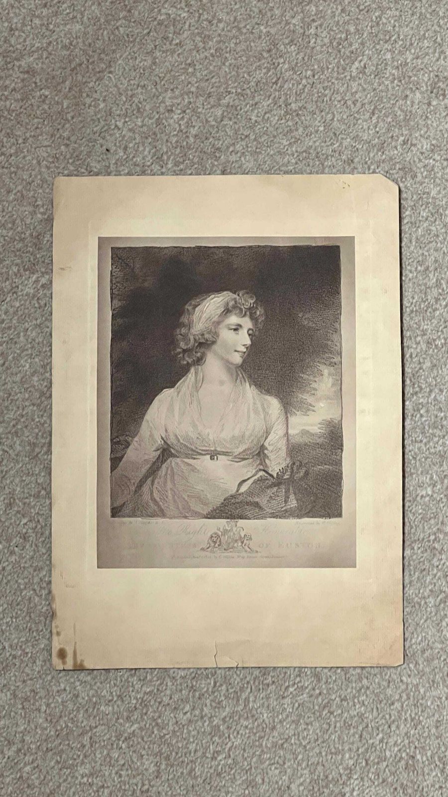 photo for sale Antique 1802 Portrait Engraving Of Charlotte Fitzroy Countess Of Euston By Charles Wilkins