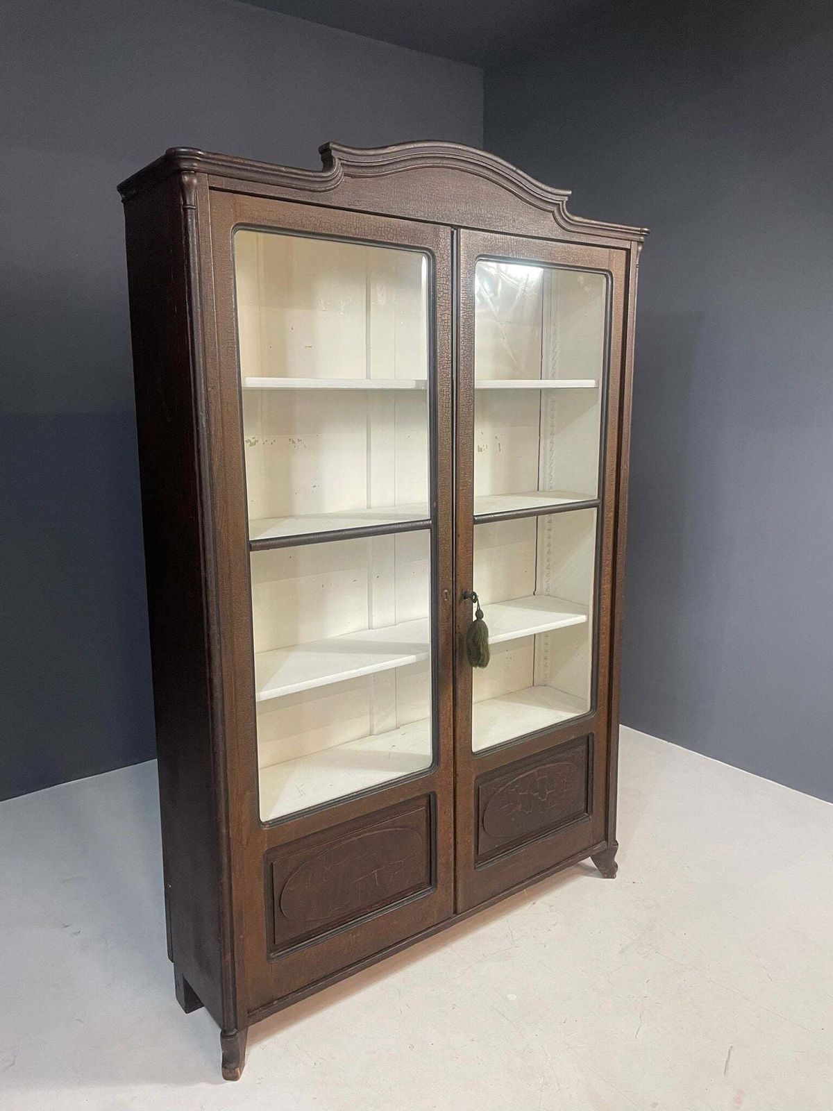 Furniture Historic Glass Front Bookcase From Austria Hungary, Late 19th–Early 20th C. photo
