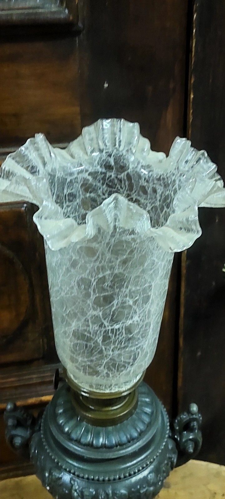 photo furniture Antique Oil Light 19th Century Antimony Worked Glass Lamp