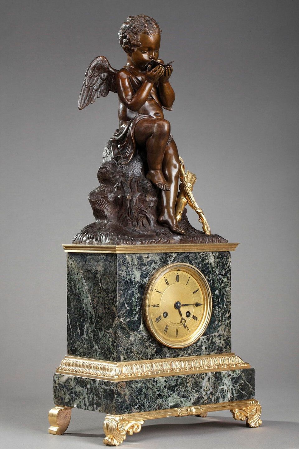 "Amour Lisant" Clock By Ledure Bronzier Et Hemon Horloger photo Art