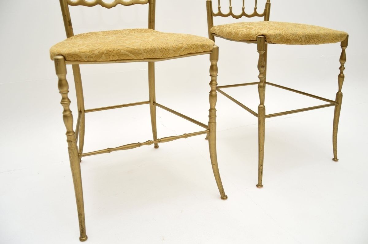 Pair Of Vintage Italian Chiavari Dining Chairs In Solid Brass photo vinterior