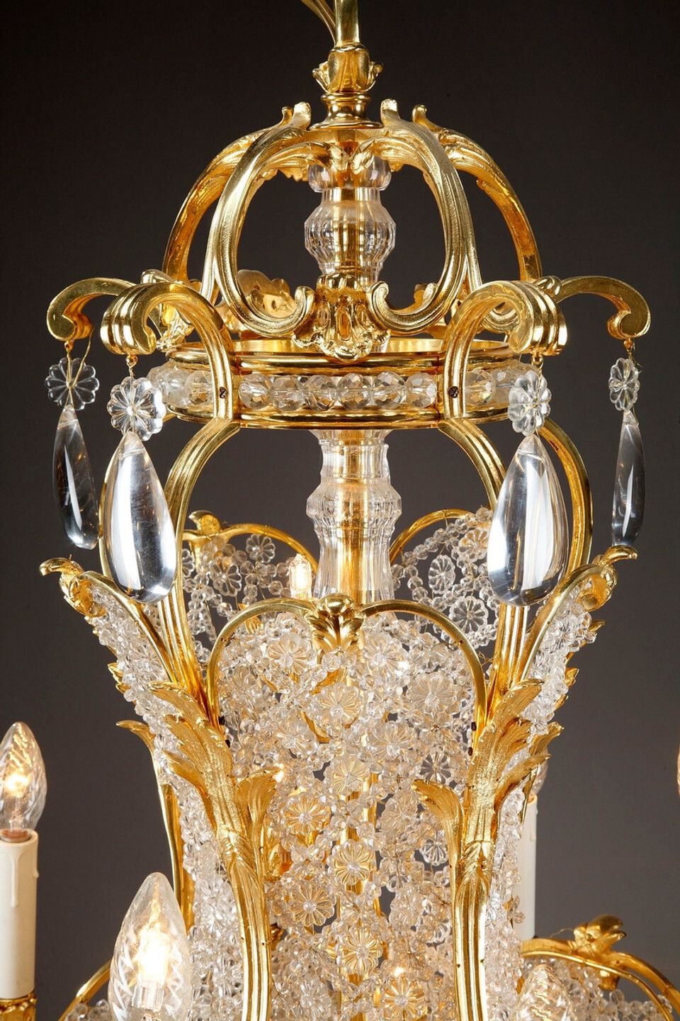 photo buy Crystal And Gilded Bronze Corbeille Chandelier, Late 19th Century