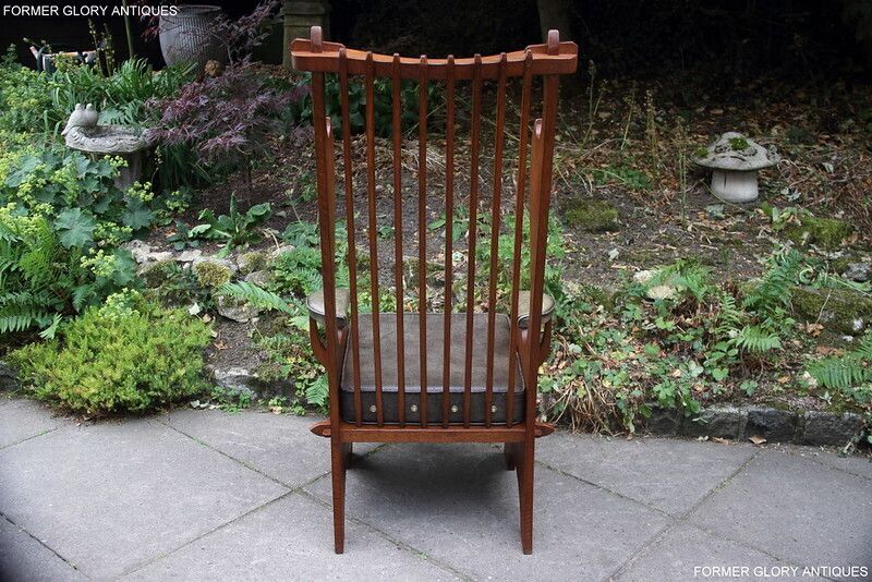 A Rupert / Nigel Griffiths Carved Oak Derbyshire Wing Back Leather / Armchair photo Furniture