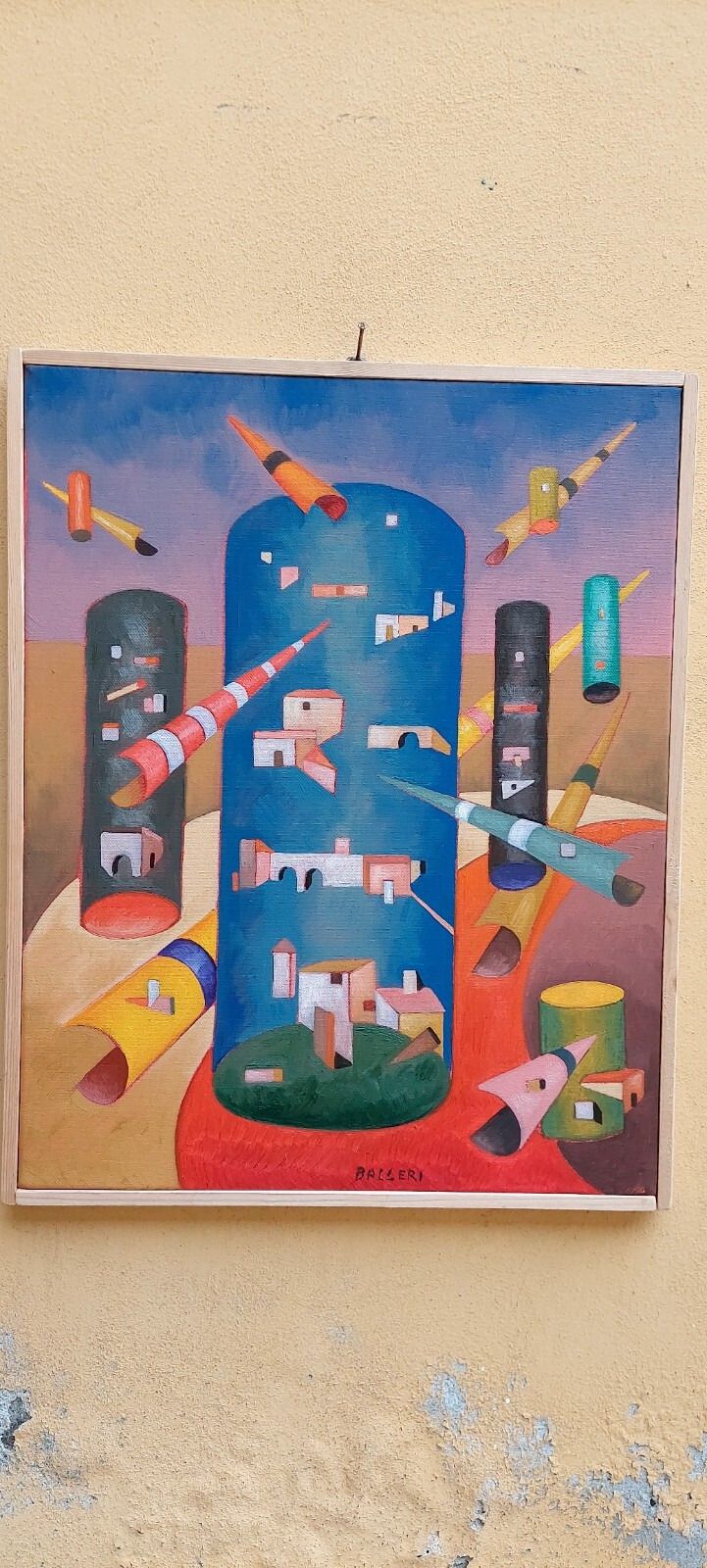 Franco Balleri Abstract Painting Oil On Canvas 'Le Case Alte' 2008 photo for sale