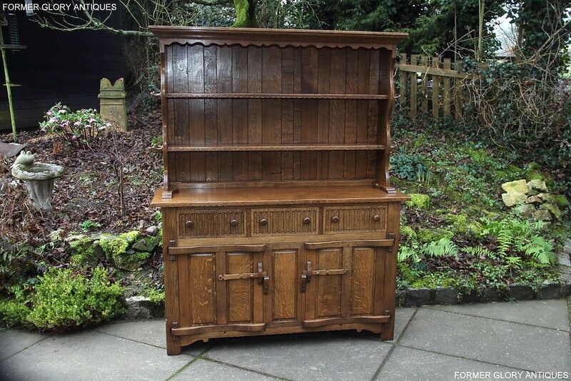 Furniture A Rupert / Nigel Griffiths Monastic Carved Oak Derbyshire Dresser / Sideboard photo