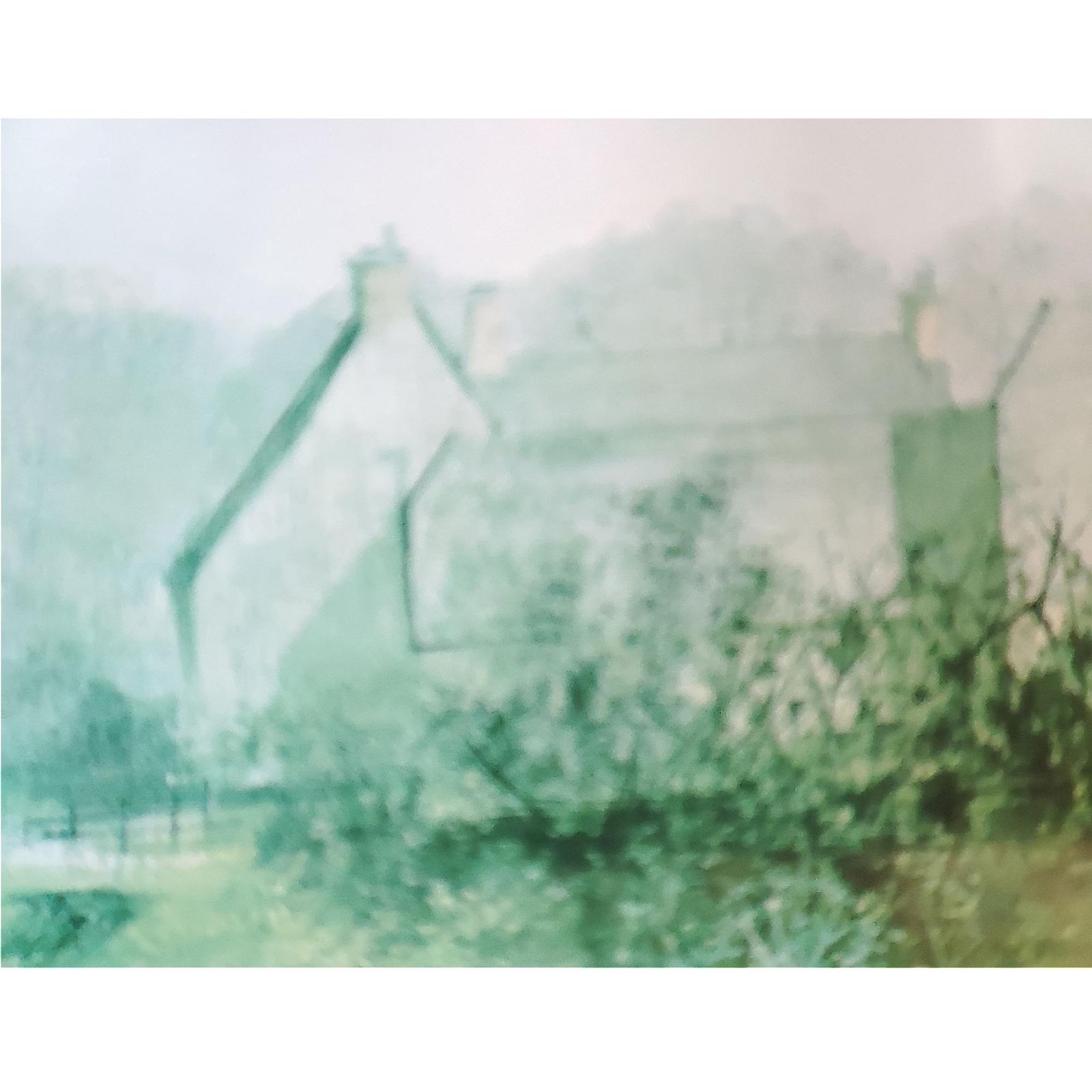 Vintage Signed Framed Wall Watercolour Art Print   Ken I Messer   Country Landscape W/ Farmhouse Buildings   Soft Green & Blue Nature Scene photo vinterior