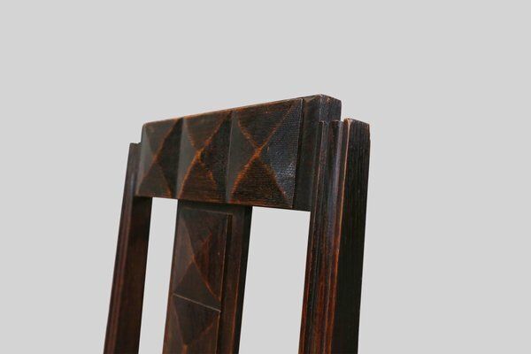 photo for sale Art Deco Dining Chairs In Oak And Wicker Attributed To Victor Coutray, France, 1940s, Set Of 6