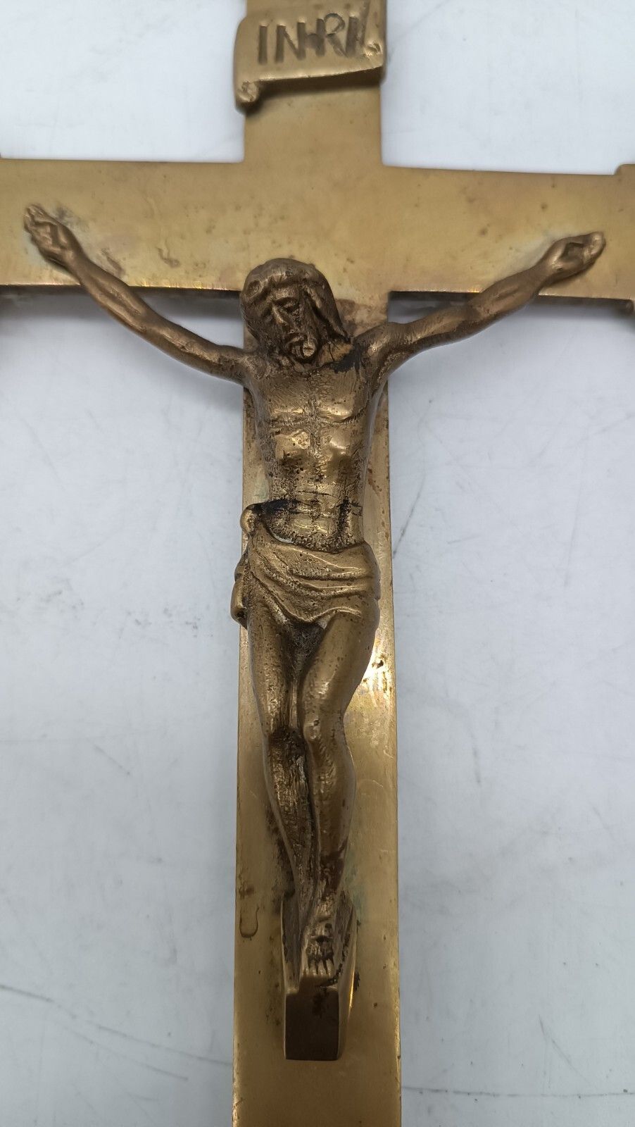 Antique Cross Bronze Candlestick With Christ Ancient Bronze Candlestick Cross Crist photo Home Decor