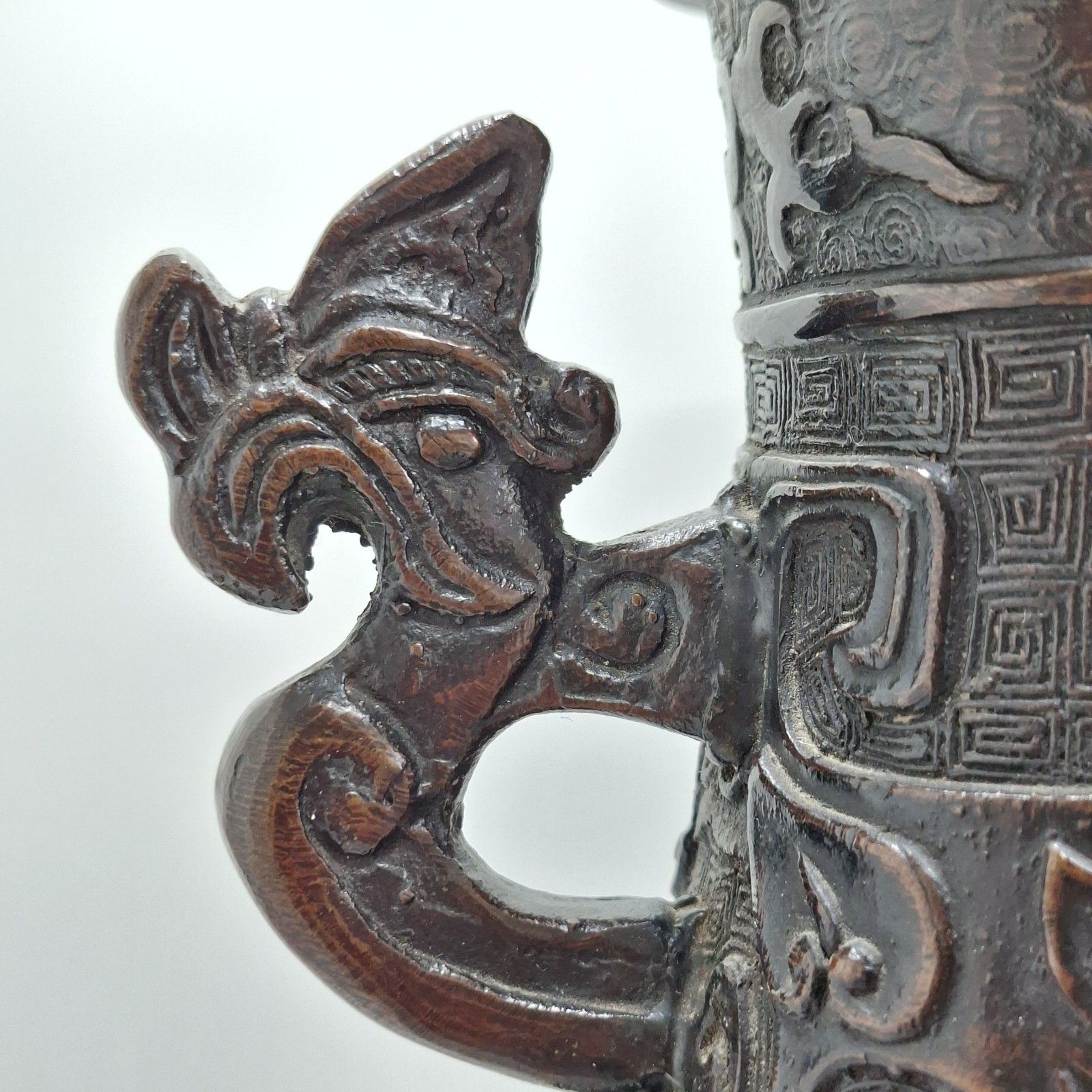 Chinese Bronze Twin Handled Hu Vase Archaistic Qing Large Antique photo vintage